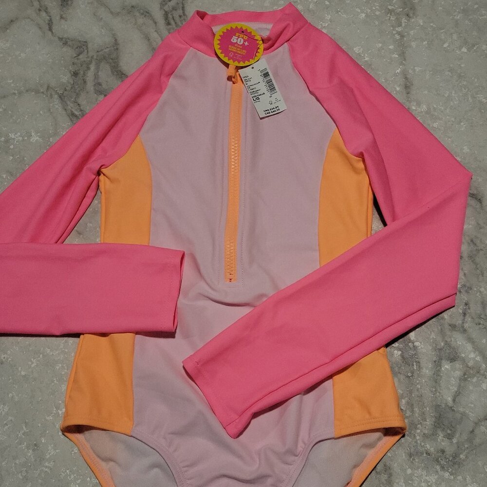 Girls Long Sleeve One-Piece Swimsuit | Size 10/12 | NWT